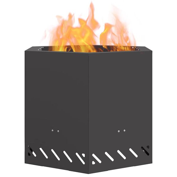 vidaXL Peč za ogenj brez dima Črna 58 x 58 x 51 cm Jeklo