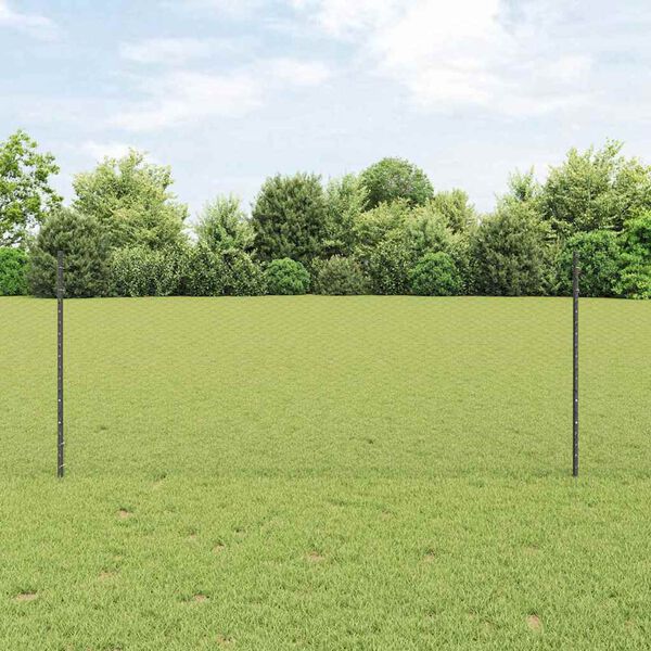 vidaXL Ograja s stebrom Siva 1 x 50 m Jeklo in PVC