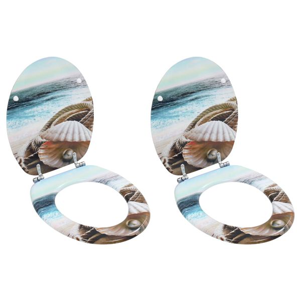 vidaXL Deska za WC školjko s pokrovom 2 kosa mediapan bisernica