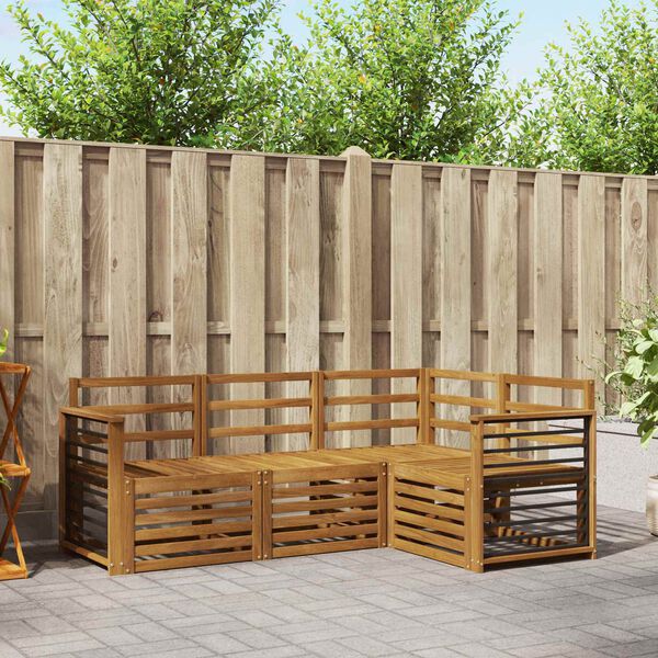 vidaXL Sedežne garniture 4 pcs Naravna Masiven les akacije