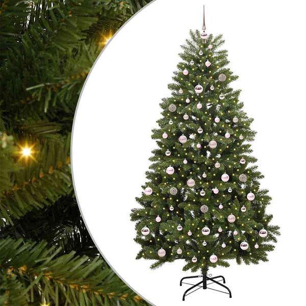 vidaXL Umestno božično drevo med 300 LED Zelena 210 cm PVC in kovina