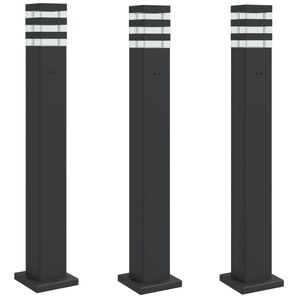 vidaXL Zunanja talna svetilka z vtičnico 3 kosi črna 80 cm aluminij