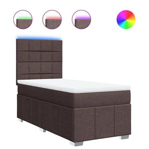 vidaXL Box spring postelja z vzmetnico temno rjava 90x200 cm blago