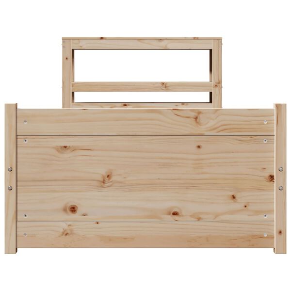 vidaXL Posteljni okvir z vzglavjem 100x200 cm trdna borovina