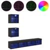 vidaXL TV stenske enote z LED 5 pcs Črna Orehovina Konstruiran les