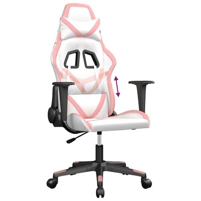 vidaXL Gaming stol Bela in roza umetno usnje