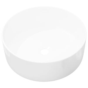 vidaXL Umivalnik Okrogel Keramičen Bele Barve 40x15 cm