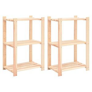 vidaXL Stojalo 3-nadstropno 2 kosa 60x38x90 cm trdna borovina 150 kg