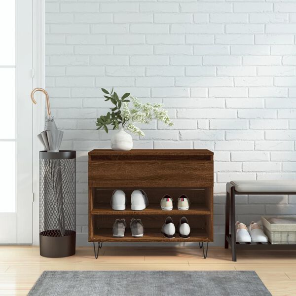 vidaXL Omarica za čevlje rjav hrast 70x36x60 cm inženirski les