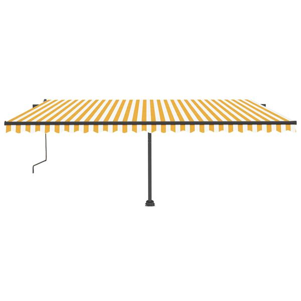 vidaXL Prostostoječa avtomatska tenda 500x350 cm rumena/bela