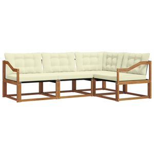 vidaXL Zunanja garnitura za sedenje z blazino 4 pcs Naravna in smetana