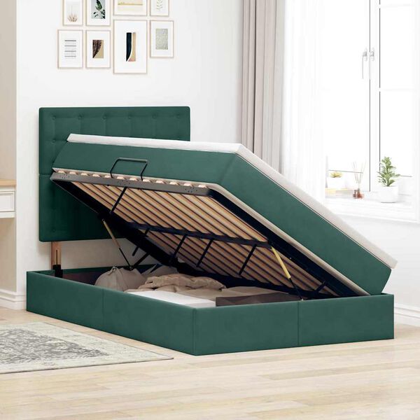 vidaXL Postelja z dodatnim prostorom za shranjevanje in LED osvetlitvijo