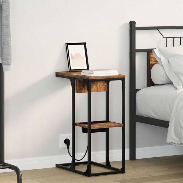 vidaXL Nočna omarica Dimljeni oreh 41,5 x 26 x 60,5 cm Konstruiran les