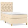 vidaXL Box spring postelja z vzmetnico krem 90x190 cm blago