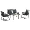 vidaXL Set vrtn furniture z blazino 4 pcs Črna in anthracit