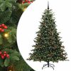 vidaXL Umestno božično drevo Zelena 210 cm PVC, kovina in plastika