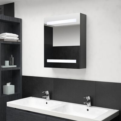 vidaXL LED kopalniška omarica z ogledalom siva 50x14x60 cm