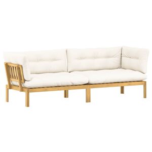 vidaXL Enote vrtne pallet sedeža 2 Kos Svetlo rjava in kremasto bela