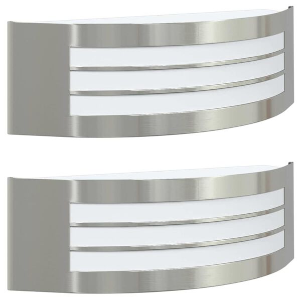 vidaXL Zunanje stenske svetilke 2 pcs srebrna 32 x 10 x 10 cm