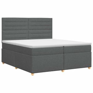 vidaXL Postelja boxspring z vzmetnico Temno siva 200 x 200 cm Blago