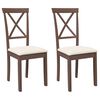 vidaXL Jedilni stoli z blazinami 2 kosa Brown Solid Wood Rubber