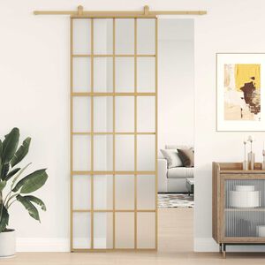 vidaXL Drsna vrata zlata 76x205 cm mat ESG steklo in aluminij