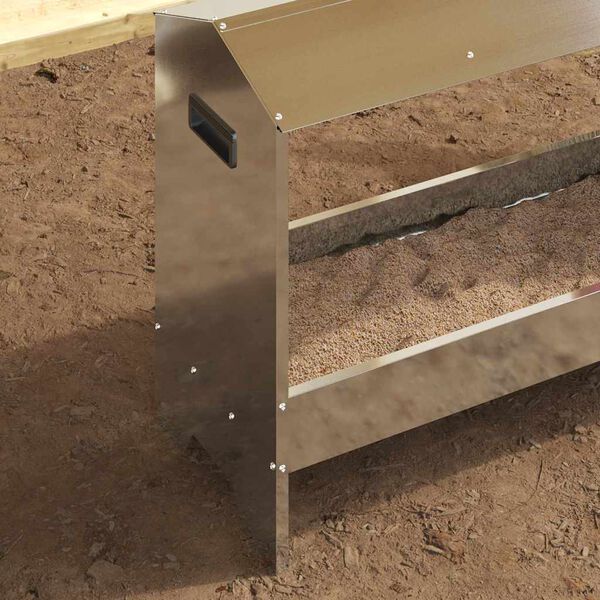 vidaXL Krmilna posoda za koko&scaron;i srebrna 81 x 32 x 53,5 cm