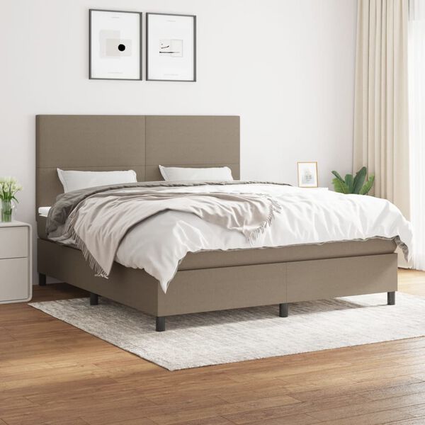 vidaXL Box spring postelja z vzmetnico taupe 160x200 cm blago