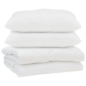 vidaXL Odeja z blazino 3 pcs Bela Mikrofibra