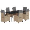 vidaXL Vrtna jedilna garnitura 7-delna z blazinami bež poli ratan