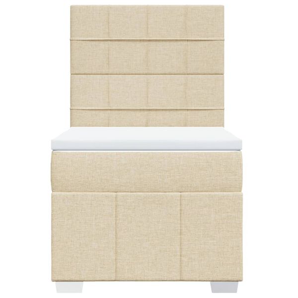 vidaXL Box spring postelja z vzmetnico krem 90x200 cm blago