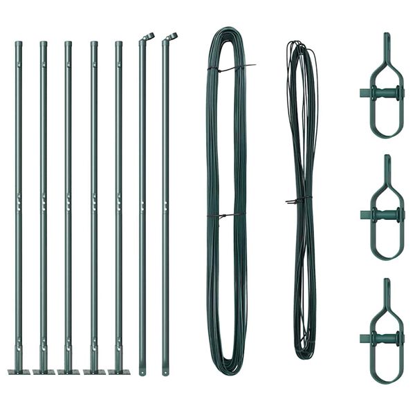 vidaXL Steber ograje. 7 pcs Zelena Jeklo