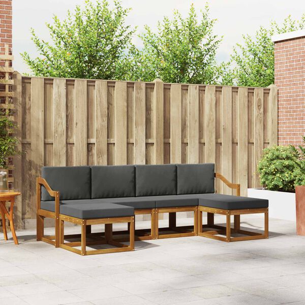 vidaXL Zunanja garnitura za sedenje 6 pcs Naravna in antracitna