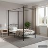 vidaXL Posteljni okvir z ogrodjem za baldahin črn kovinski 120x200 cm