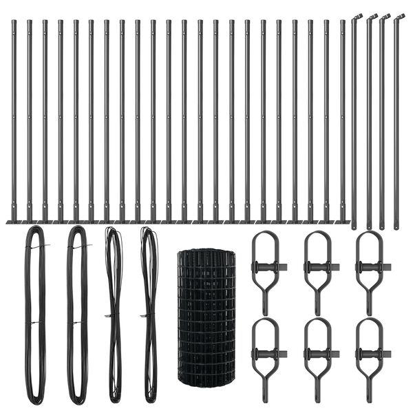 vidaXL Ograja s stebrom Siva 0,4 x 50 m Jeklo in PVC