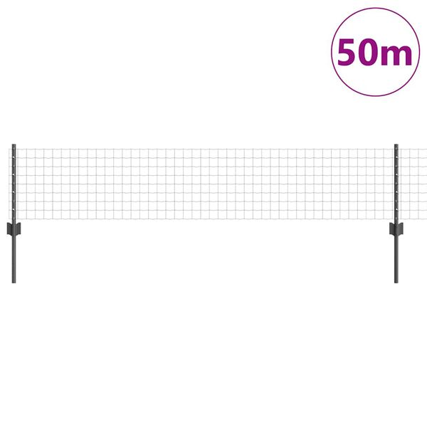 vidaXL Ograja s stebrom Siva 0,4 x 50 m Jeklo in PVC