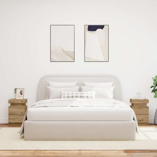 vidaXL Nočna omarica z LED 2 kosa artisian hrast 35x39x55 cm inž. les