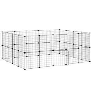 vidaXL Ograda za hi&scaron;ne ljubljenčke s 36 paneli črna 175x140x70 cm jeklo