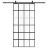 vidaXL Drsna vrata z opremo črna 102x205 cm ESG steklo