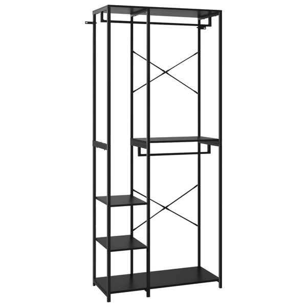 vidaXL Garderobna omara črna 90x40x213 cm kovina in iverna plo&scaron;ča