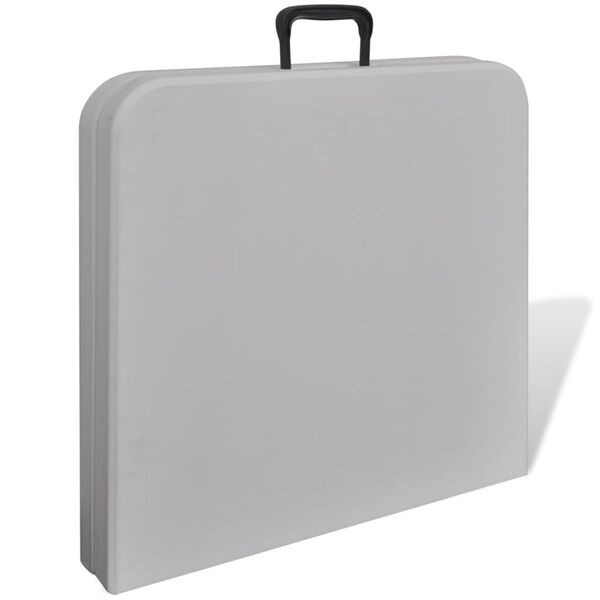 vidaXL Zložljiva vrtna miza 122 cm HDPE bela