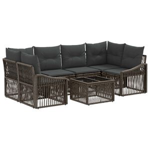 vidaXL Vrtna sedežna garnitura 7 kos Siva 55 x 55 x 37 cm poli ratan