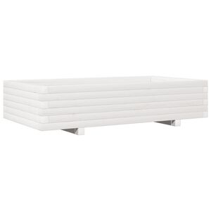 vidaXL Vrtno cvetlično korito belo 110x60x26,5 cm trdna borovina
