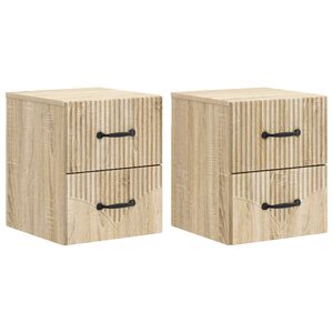vidaXL Stenski nočni omarici 2 pcs Sonoma hrast 34,5 x 33 x 40 cm