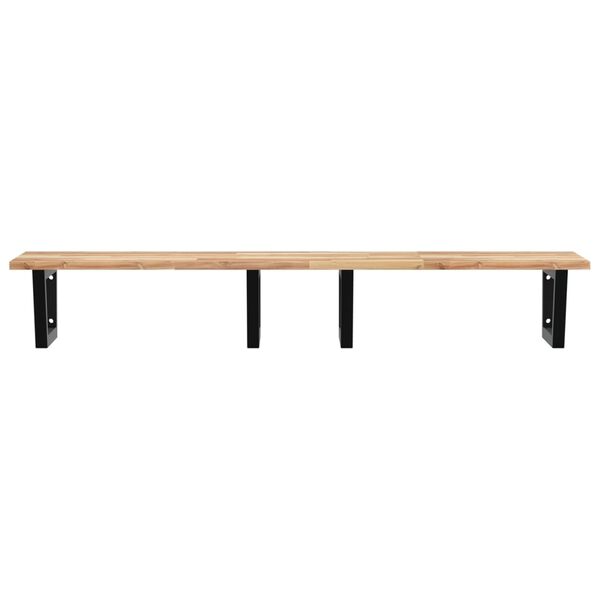 vidaXL Stenska polica za umivalnik jeklo in trden akacijev les