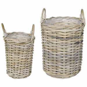 vidaXL Ko&scaron;ara za rastline GENDT 2 kos Naravna siva Kubu rattan