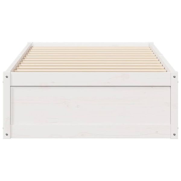 vidaXL Posteljni okvir brez vzmetnice bel 75x190 cm trdna borovina