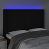 vidaXL LED posteljno vzglavje črno 147x16x118/128 cm blago
