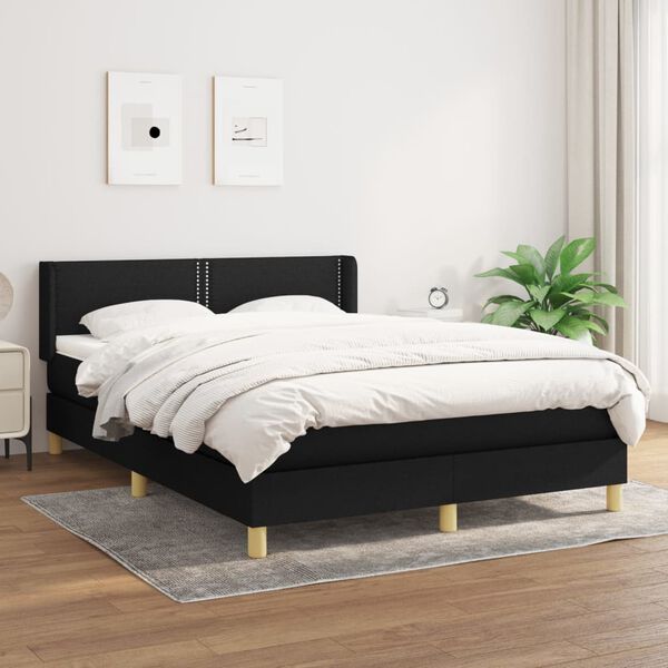 vidaXL Box spring postelja z vzmetnico črna 140x200 cm blago