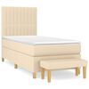 vidaXL Box spring postelja z vzmetnico krem 90x200 cm blago